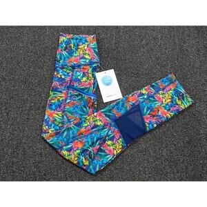 Zuma Blu Women's Size S/M(4-6) Multicolored Tropical Yoga Capri Pants W/ Pockets